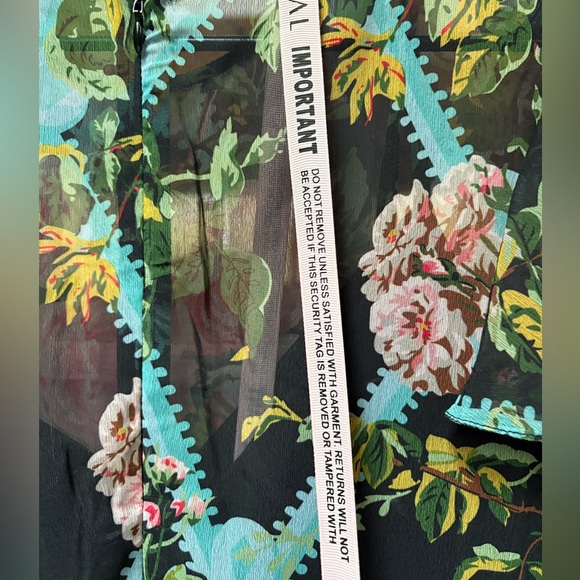 Mac Duggal NWT Floral Print Chiffon Midi Dress Flutter Sleeve Size 12 FLAW - Picture 12 of 15